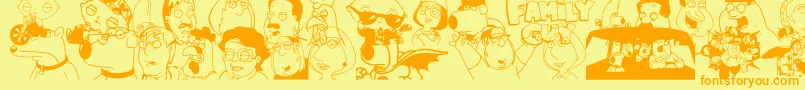 Подробнее о шрифте FAMILY GUY GIGGITY Шрифт FAMILY GUY GIGGITY – оранжевые шрифты на жёлтом фоне