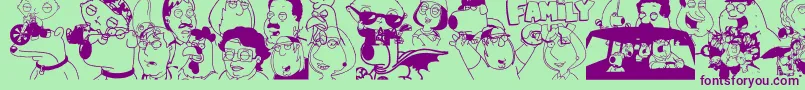 fuente FAMILY GUY GIGGITY – Fuentes Moradas Sobre Fondo Verde