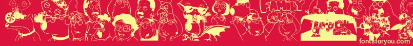 FAMILY GUY GIGGITY Font – Yellow Fonts on Red Background
