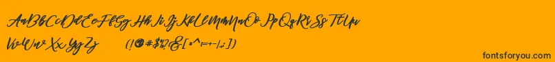 famous -Schriftart – Schwarze Schriften auf orangefarbenem Hintergrund