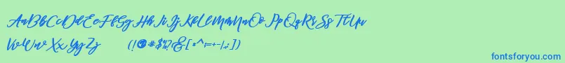 famous  Font – Blue Fonts on Green Background