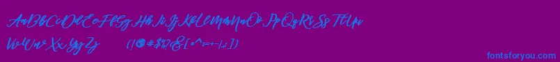 famous  Font – Blue Fonts on Purple Background