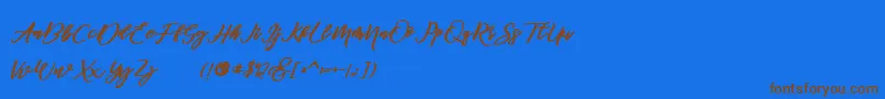 famous  Font – Brown Fonts on Blue Background
