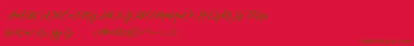 famous  Font – Brown Fonts on Red Background