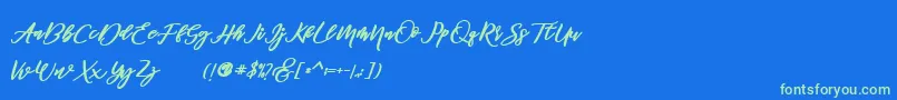 famous  Font – Green Fonts on Blue Background