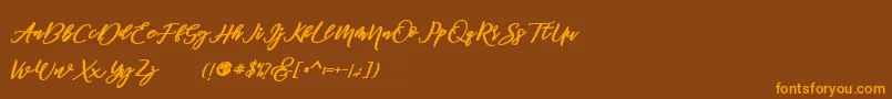 famous  Font – Orange Fonts on Brown Background