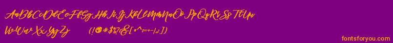 famous  Font – Orange Fonts on Purple Background