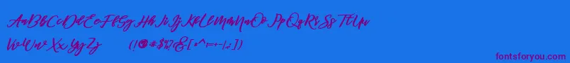 Czcionka famous  – fioletowe czcionki na niebieskim tle