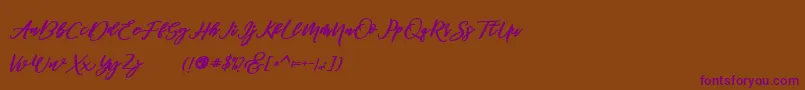 famous  Font – Purple Fonts on Brown Background