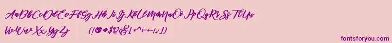 famous  Font – Purple Fonts on Pink Background