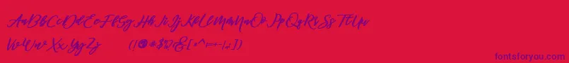 famous  Font – Purple Fonts on Red Background