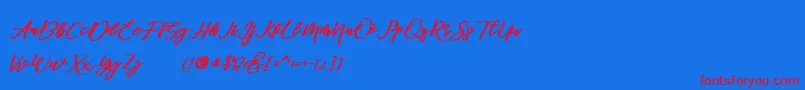 famous  Font – Red Fonts on Blue Background