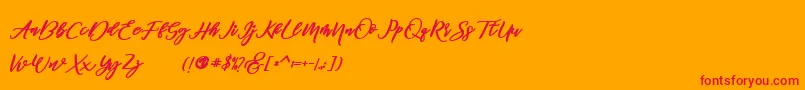 フォントfamous  – オレンジの背景に赤い文字