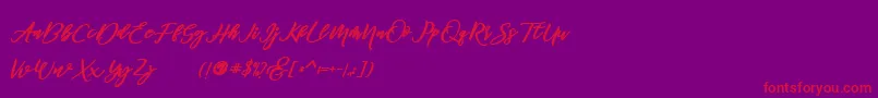 famous -Schriftart – Rote Schriften auf violettem Hintergrund