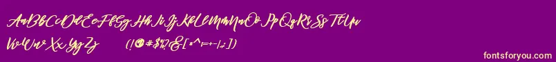 famous  Font – Yellow Fonts on Purple Background