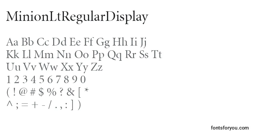 A fonte MinionLtRegularDisplay – alfabeto, números, caracteres especiais