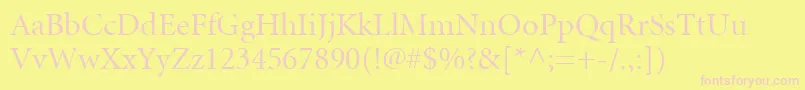 Czcionka MinionLtRegularDisplay – różowe czcionki na żółtym tle