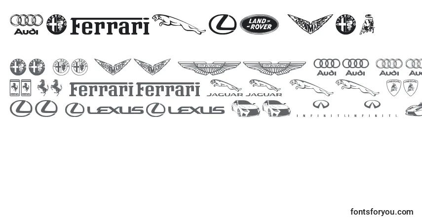 Schriftart Famous Car 1 – Alphabet, Zahlen, spezielle Symbole