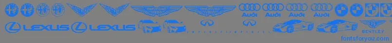 Famous Car 1 Font – Blue Fonts on Gray Background