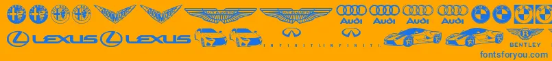 Fonte Famous Car 1 – fontes azuis em um fundo laranja