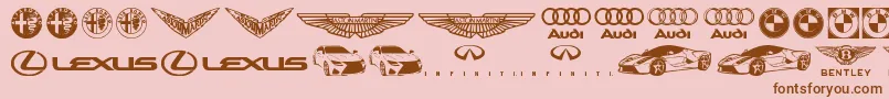 Famous Car 1-Schriftart – Braune Schriften auf rosa Hintergrund