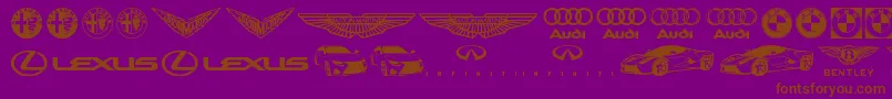 Famous Car 1-Schriftart – Braune Schriften auf violettem Hintergrund