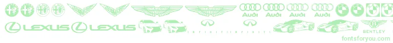 フォントFamous Car 1 – 白い背景に緑のフォント