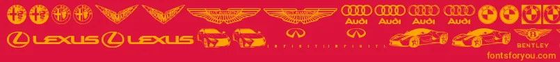 Famous Car 1 Font – Orange Fonts on Red Background