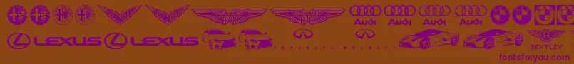 Famous Car 1-Schriftart – Violette Schriften auf braunem Hintergrund