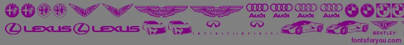 フォントFamous Car 1 – 紫色のフォント、灰色の背景