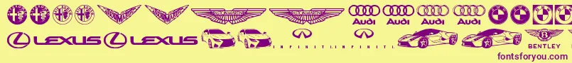 Шрифт Famous Car 1 – фиолетовые шрифты на жёлтом фоне