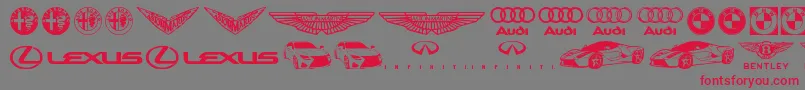 Famous Car 1 Font – Red Fonts on Gray Background