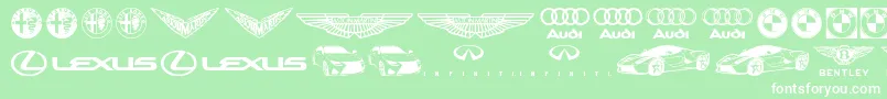 Famous Car 1 Font – White Fonts on Green Background