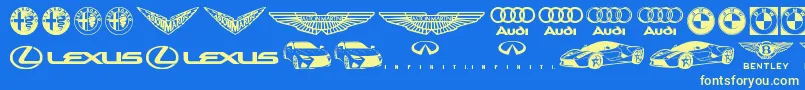 Famous Car 1 Font – Yellow Fonts on Blue Background