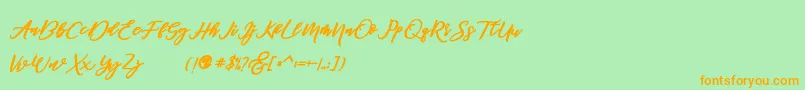 famous demo Font – Orange Fonts on Green Background