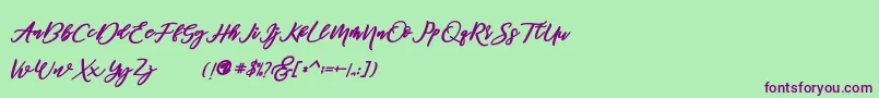 famous demo Font – Purple Fonts on Green Background