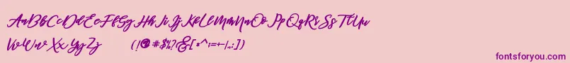 famous demo-Schriftart – Violette Schriften auf rosa Hintergrund