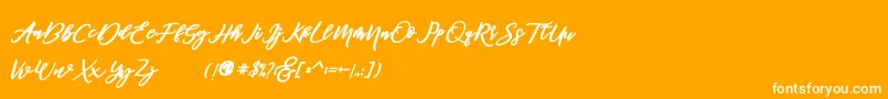 famous demo-Schriftart – Weiße Schriften auf orangefarbenem Hintergrund