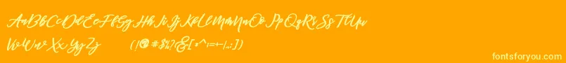 famous demo-Schriftart – Gelbe Schriften auf orangefarbenem Hintergrund