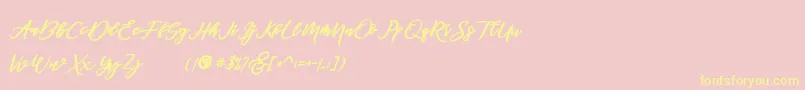 famous demo-Schriftart – Gelbe Schriften auf rosa Hintergrund