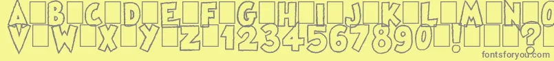 Famous Oldies Plain-fontti – harmaat kirjasimet keltaisella taustalla
