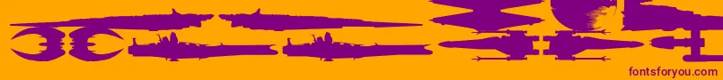 famous ships-Schriftart – Violette Schriften auf orangefarbenem Hintergrund