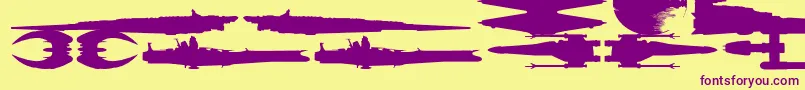 famous ships Font – Purple Fonts on Yellow Background