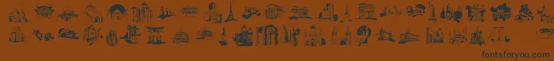 フォントFamousBuildings – 黒い文字が茶色の背景にあります