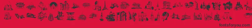 フォントFamousBuildings – 赤い背景に黒い文字