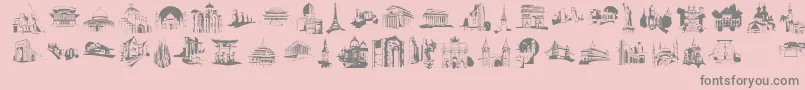 FamousBuildings-Schriftart – Graue Schriften auf rosa Hintergrund