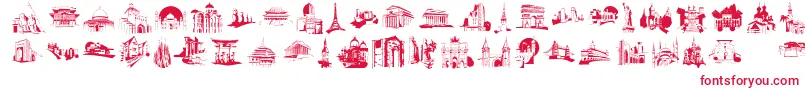 FamousBuildings Font – Red Fonts on White Background