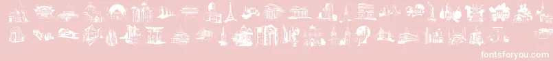 FamousBuildings-Schriftart – Weiße Schriften auf rosa Hintergrund