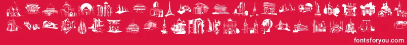 fuente FamousBuildings – Fuentes Blancas Sobre Fondo Rojo