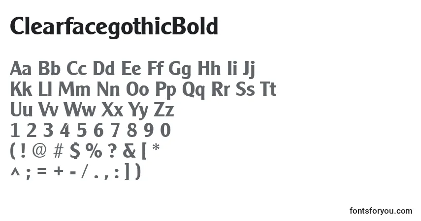 Шрифт ClearfacegothicBold – алфавит, цифры, специальные символы